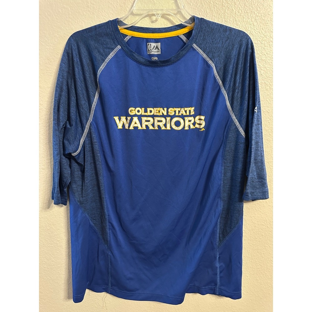 Golden‎ State Warriors Majestic NBA Raglan 3/4 Sleeve T-Shirt Mens Large